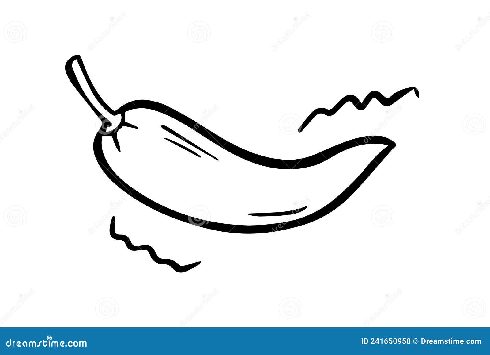 Hot Peppers are Drawn by Hand with a Black Outline. Vector Graphics