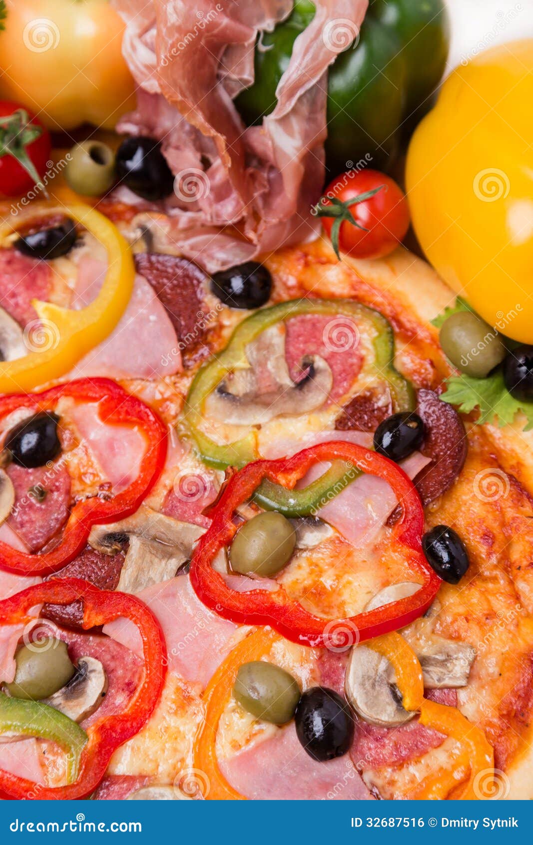 Hot Pizza with Garnish and Components Stock Photo Image of european
