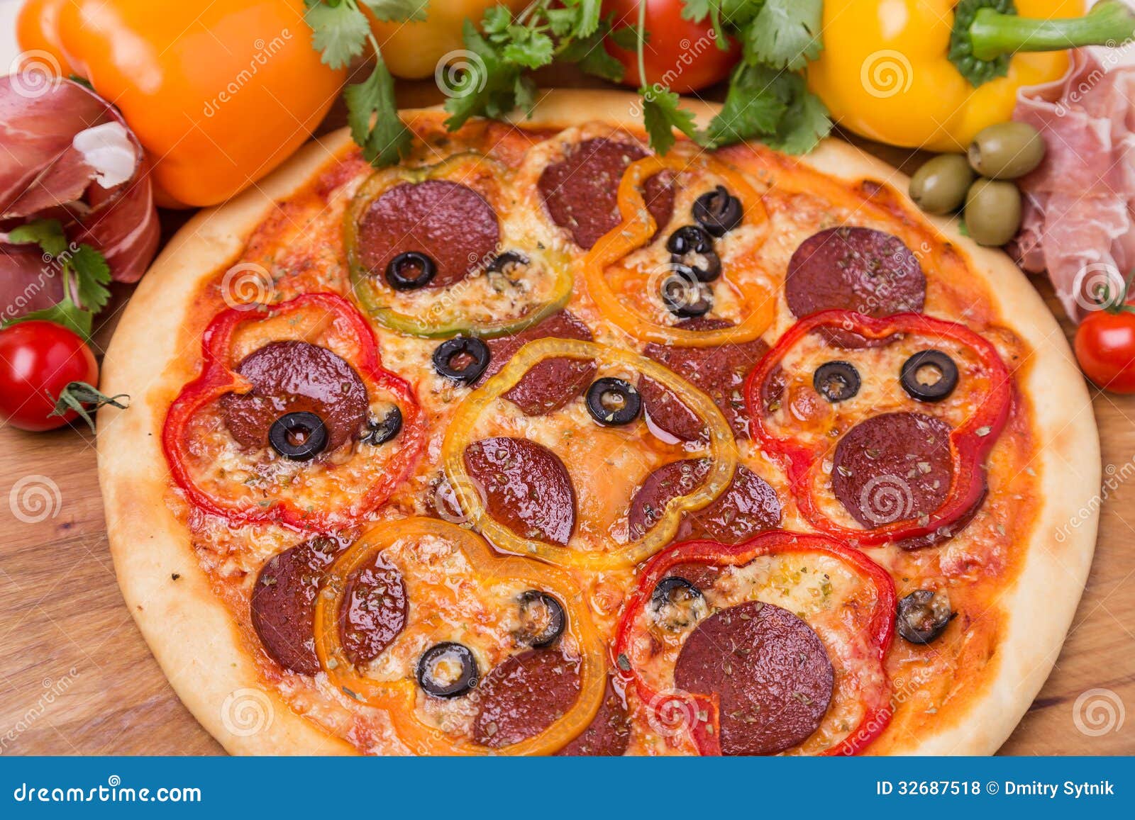 Hot Pizza with Garnish and Components Stock Photo Image of delicious