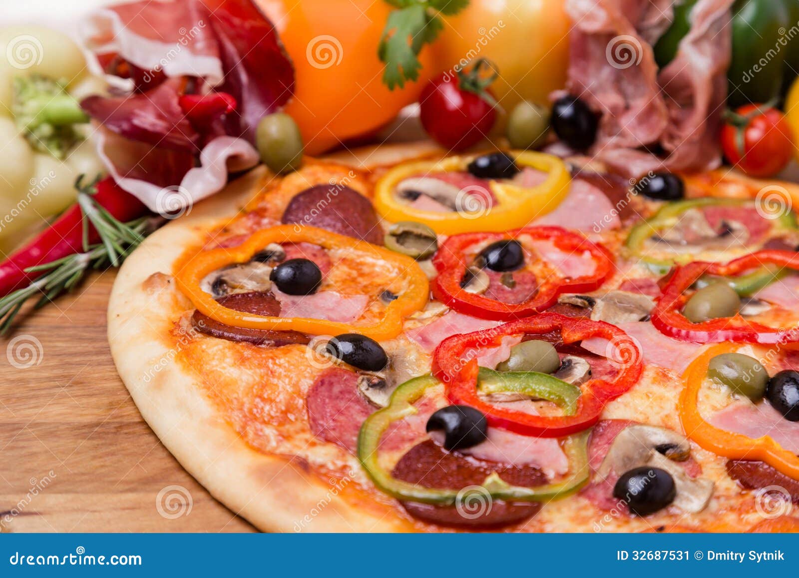 Hot Pizza With Garnish And Components Stock Image Image 32687531