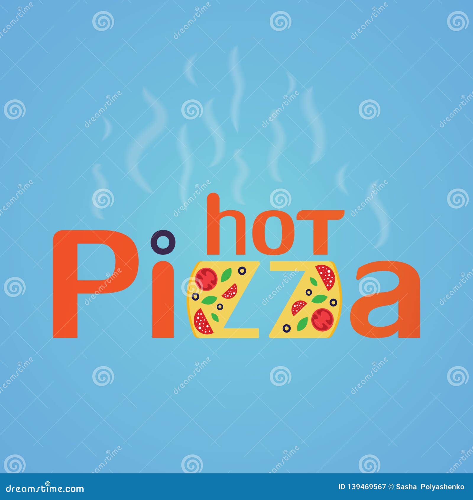 Hot Pizza Lettering With Chilli Pepper Stock Illustration Illustration Of Background Food