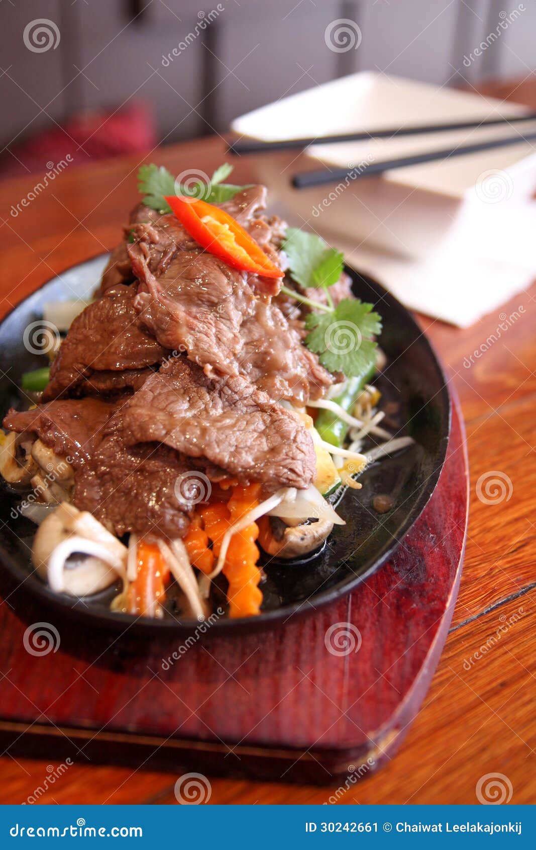 Thai Beef Sizzling on Hot Plate Stock Image Image of dish, barbeque