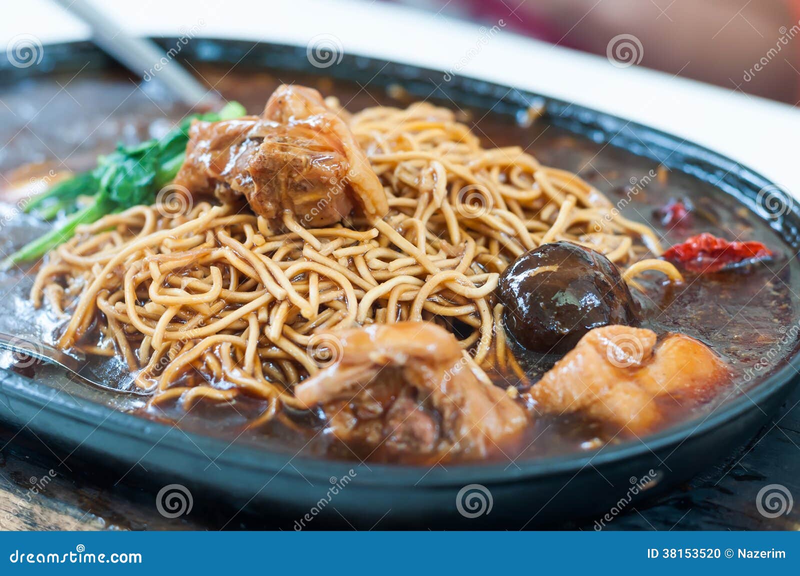 Hot plate mee with chicken stock photo. Image of dine 38153520