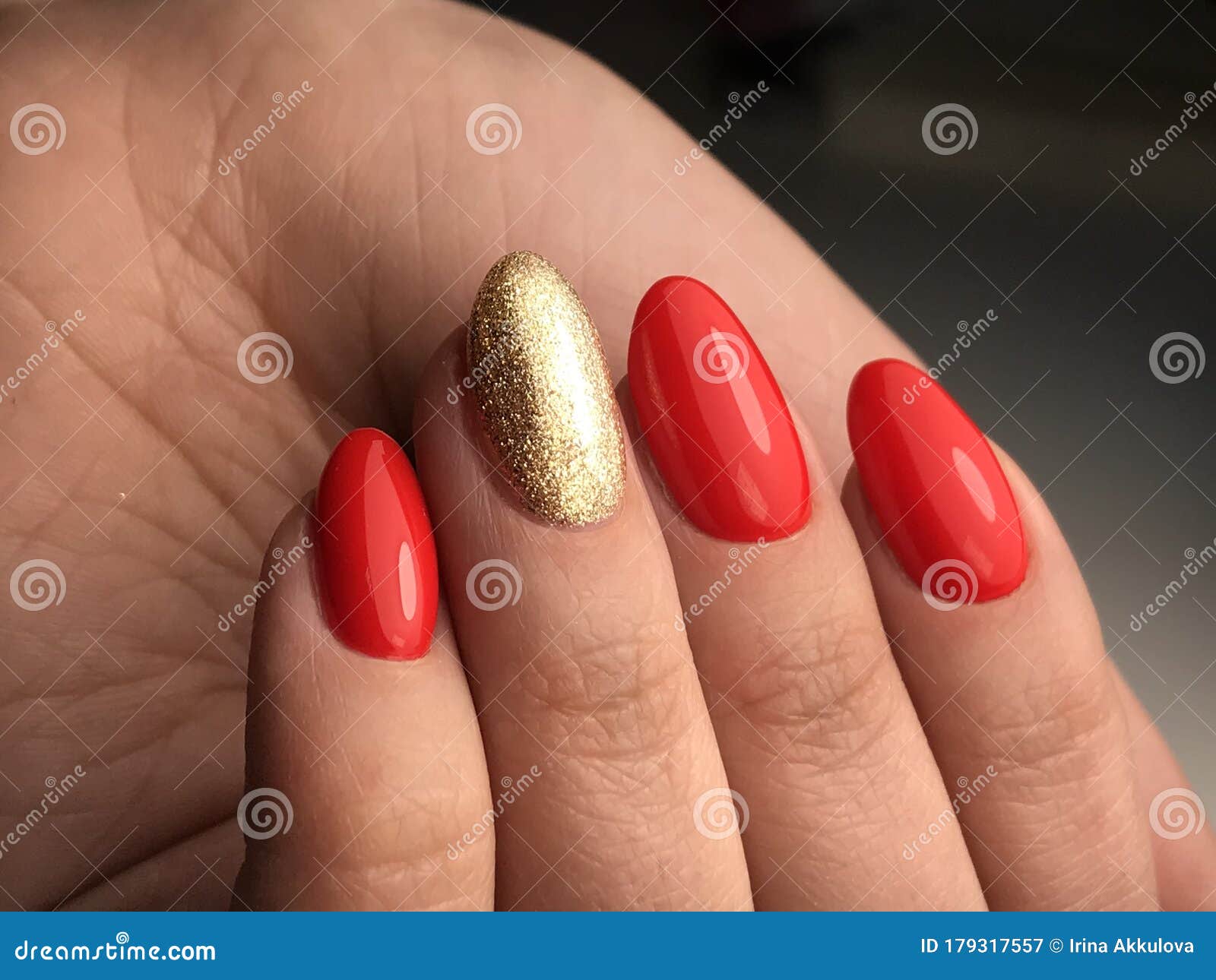 Hot red nail gel polish stock image. Image of finger - 179317557