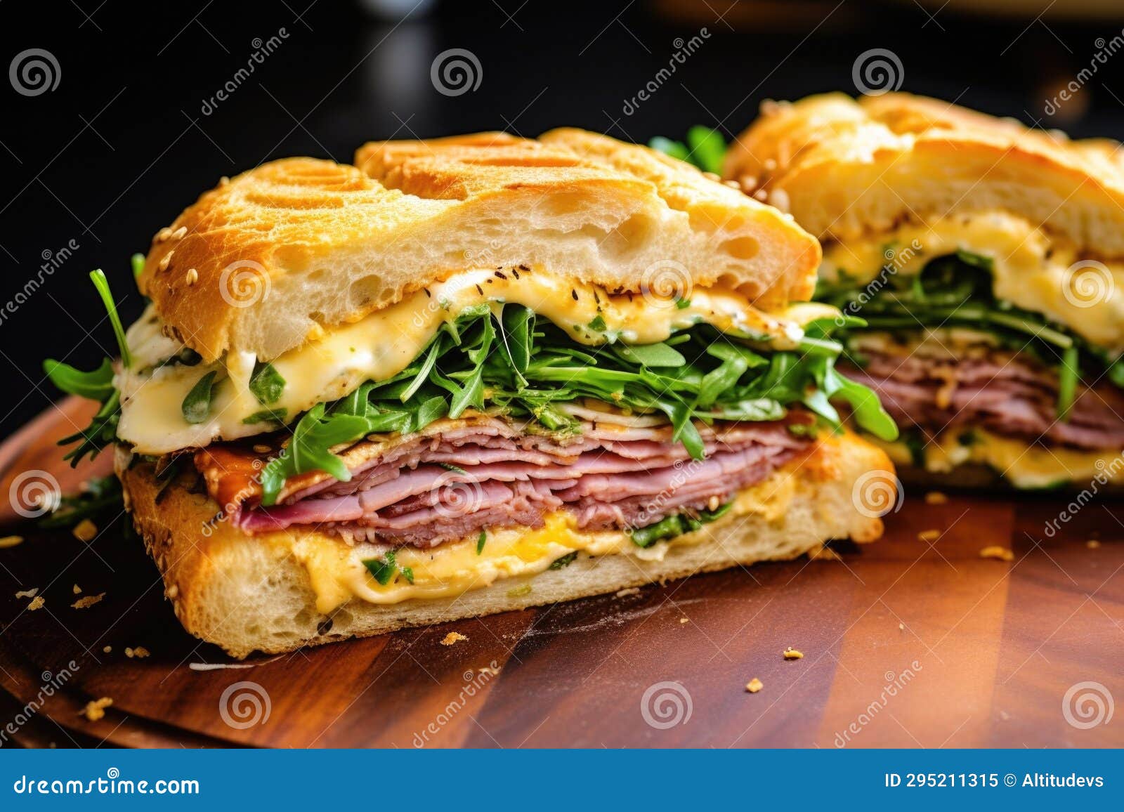Hot Roast Beef Sandwich with a Layer of Dijon Mustard Stock Image