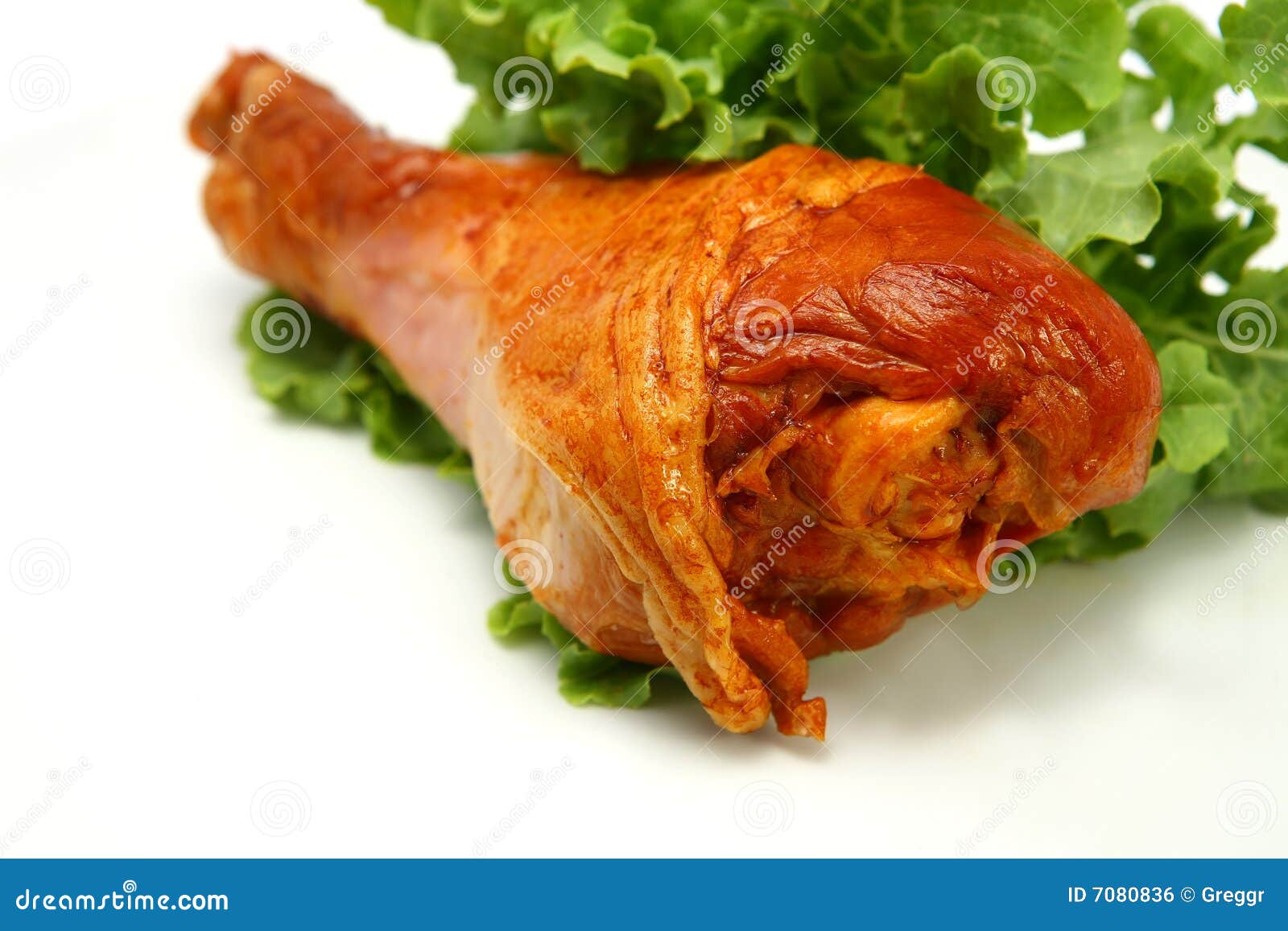Hot Roasted Turkey Leg Served with Green Lettuce Stock Photo Image of