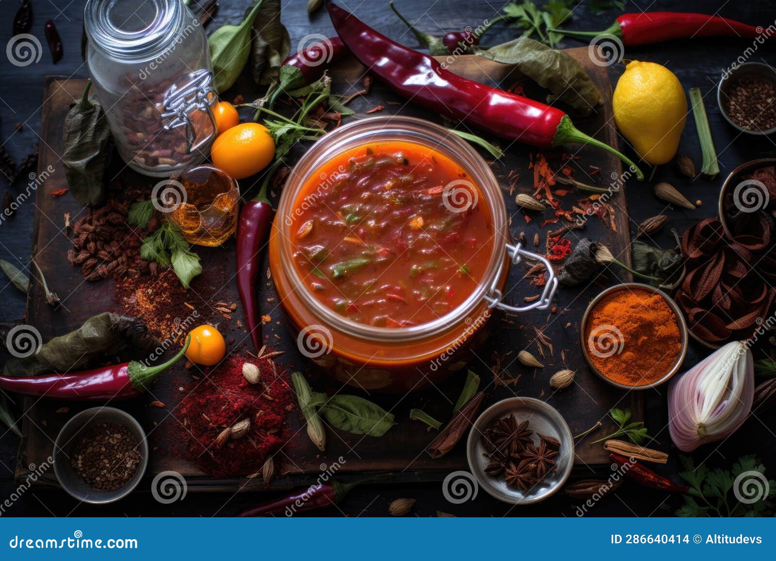 Hot Sauce Recipe Book with Various Peppers Around Stock Illustration Illustration of book