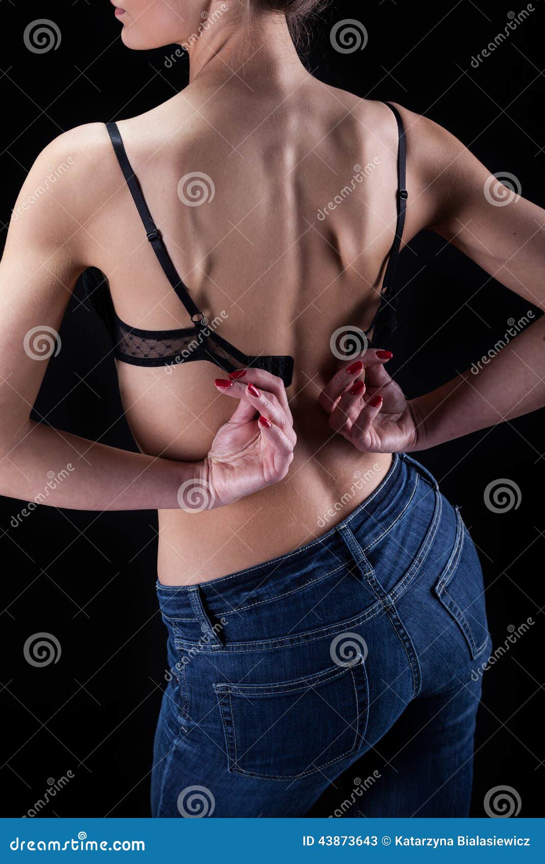 Hot Sensual Woman Taking Off Her Bra Stock Image - Image of long