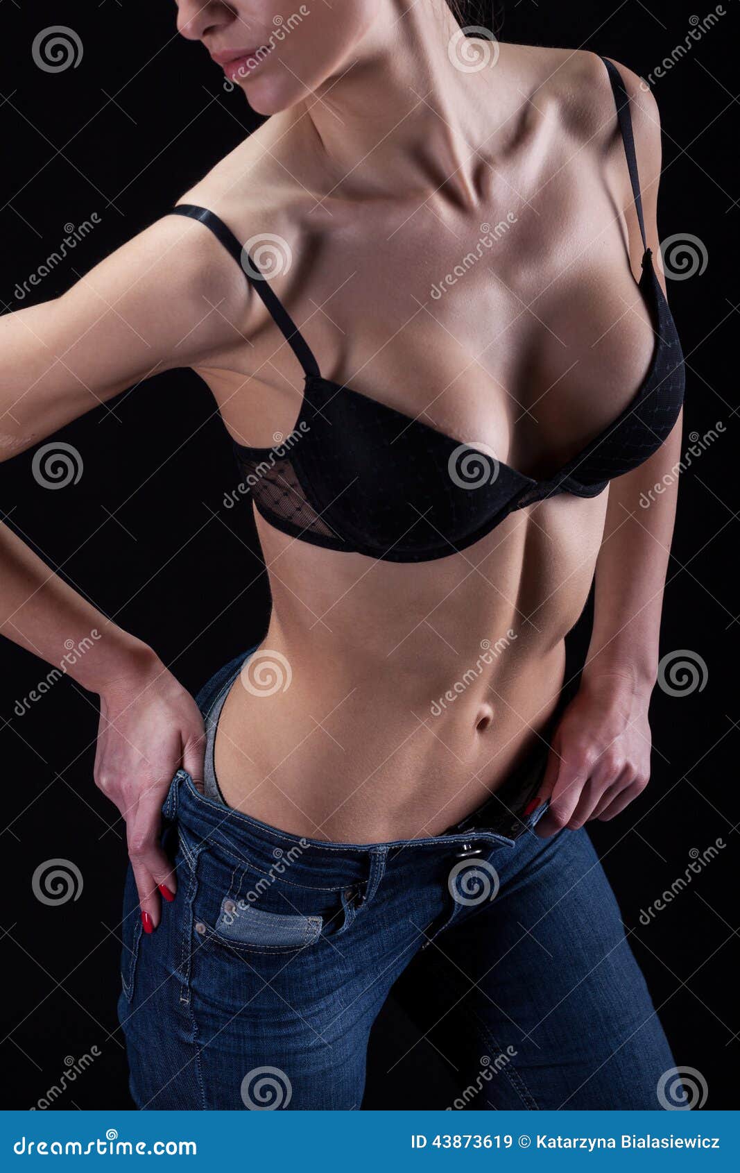 Hot girl in bra and jeans stock image. Image of adult - 43873619