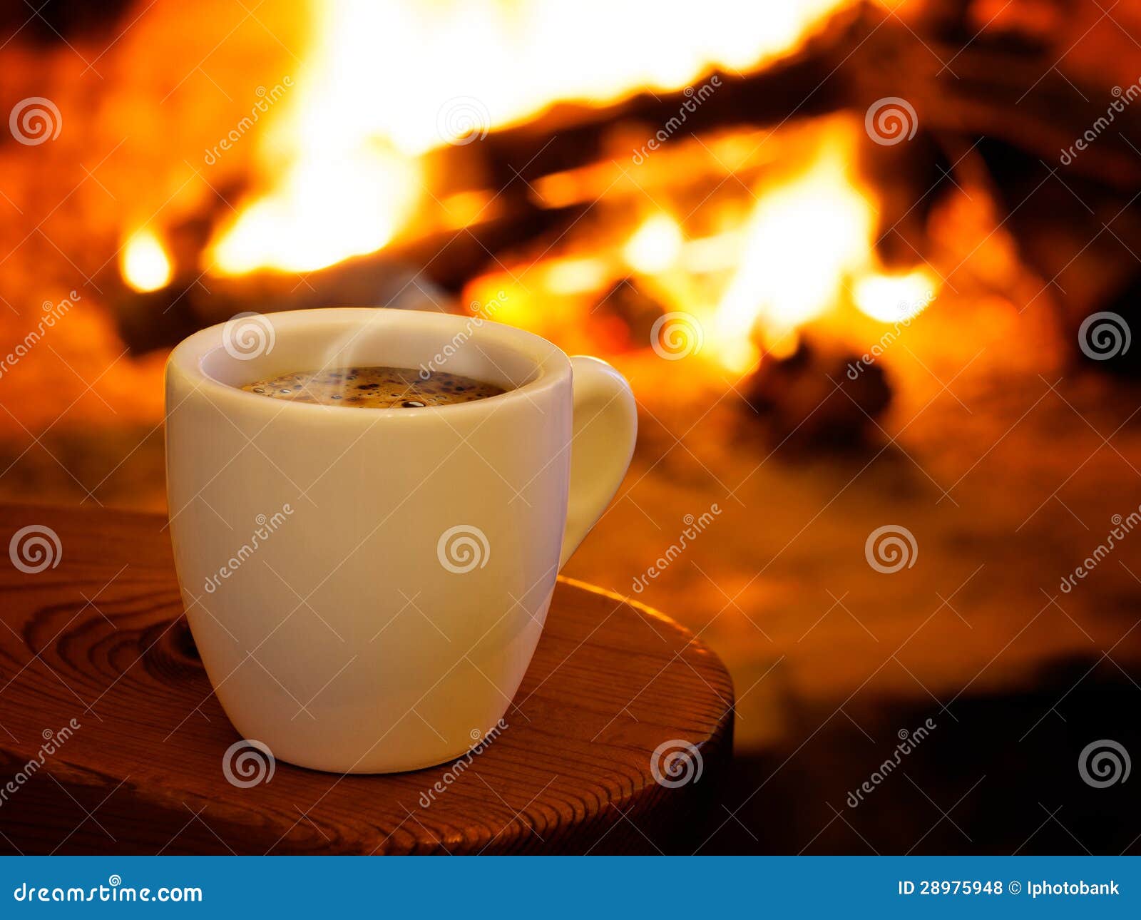 Hot Smoking Coffee By Fireplace Stock Photo - Image of ...