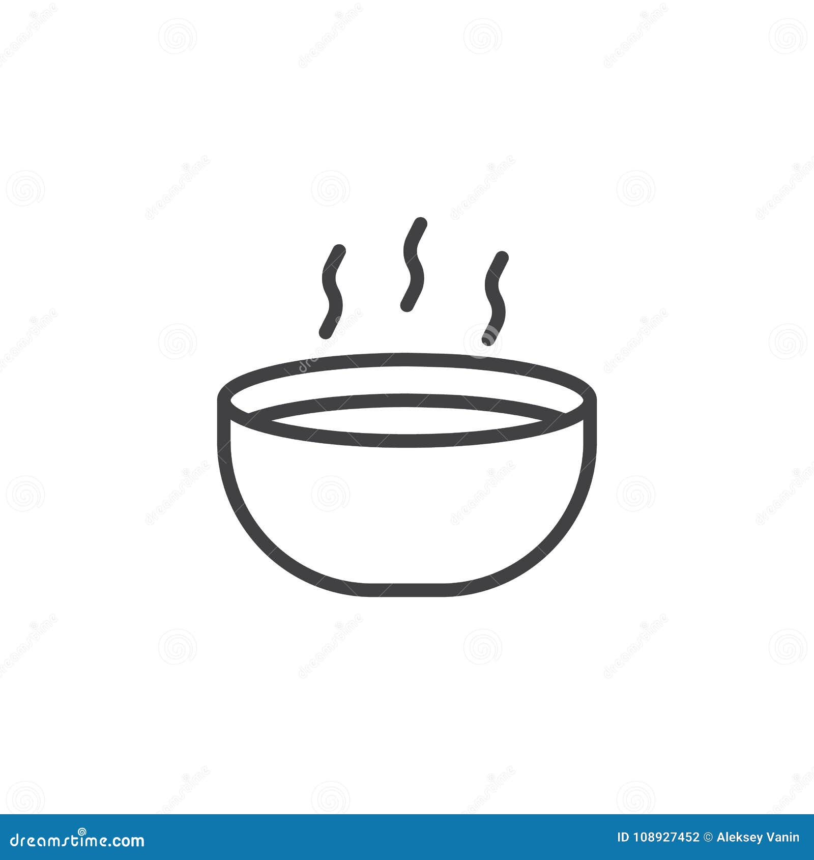 Hot soup bowl line icon stock vector. Illustration of icon - 108927452