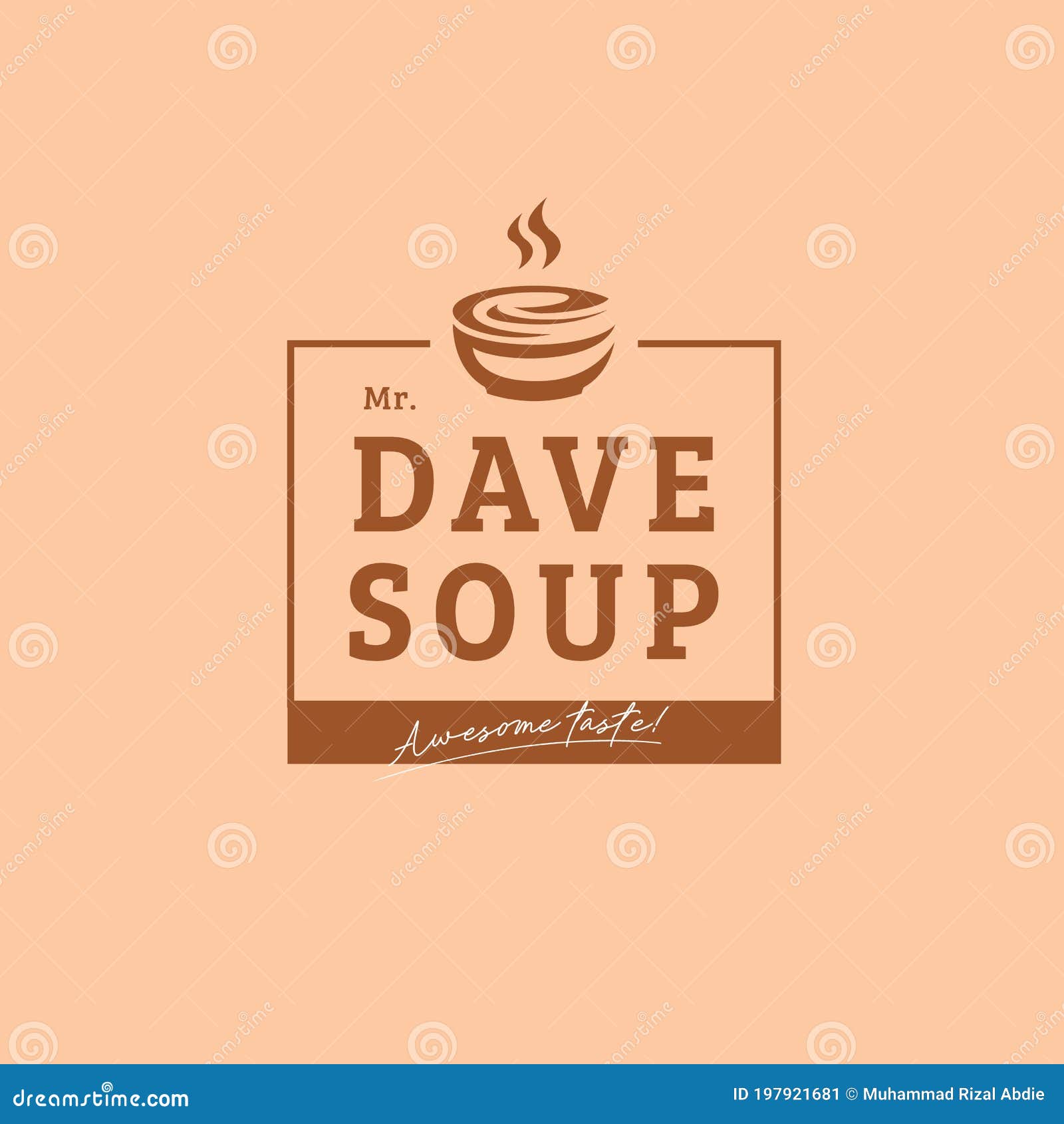 Hot Soup Bowl Logo Badge with Personal Name Frame Space Stock Vector