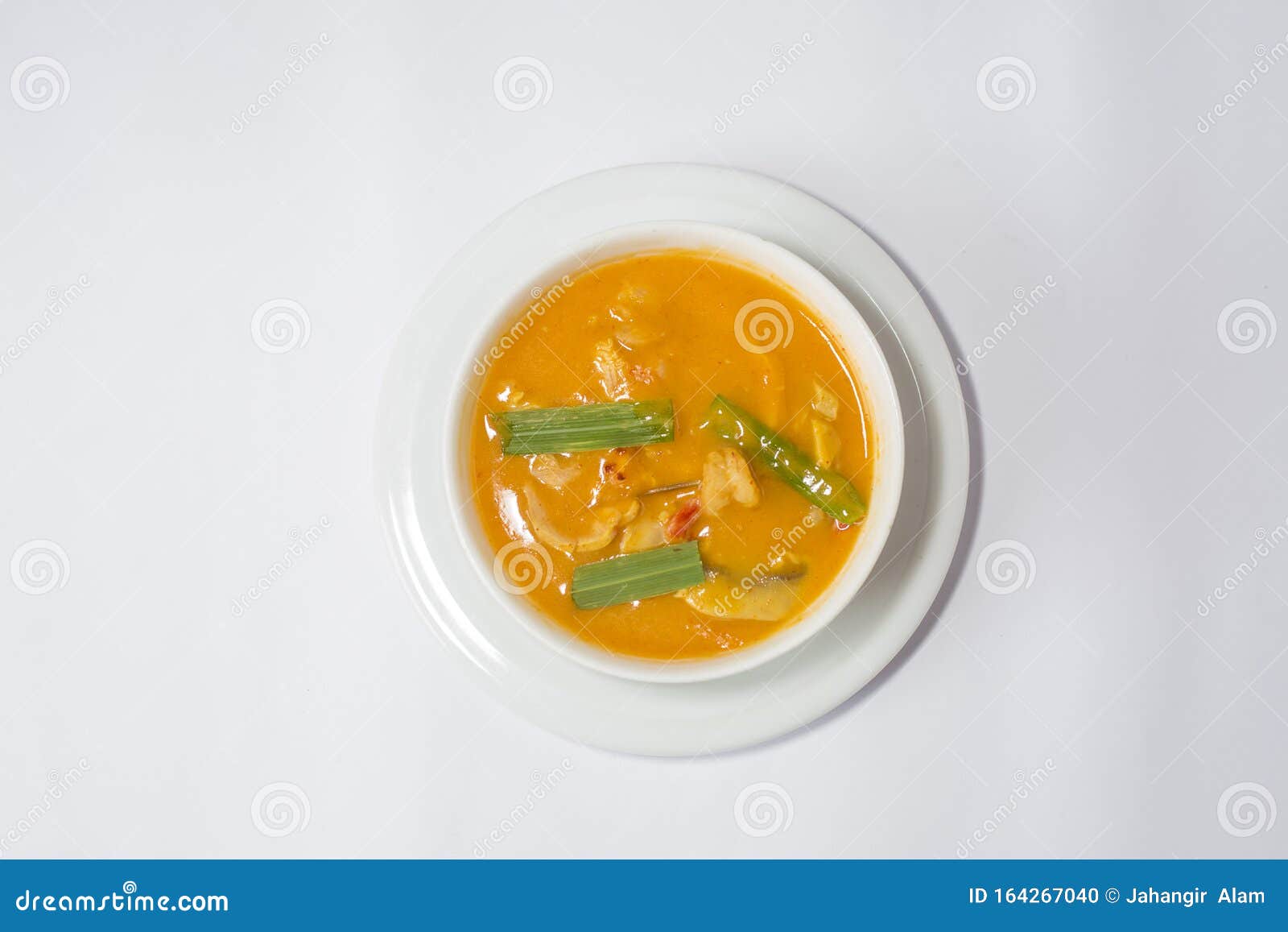 Hot and Spice Thai Soup on a White Bowl. Top View Stock Photo - Image ...