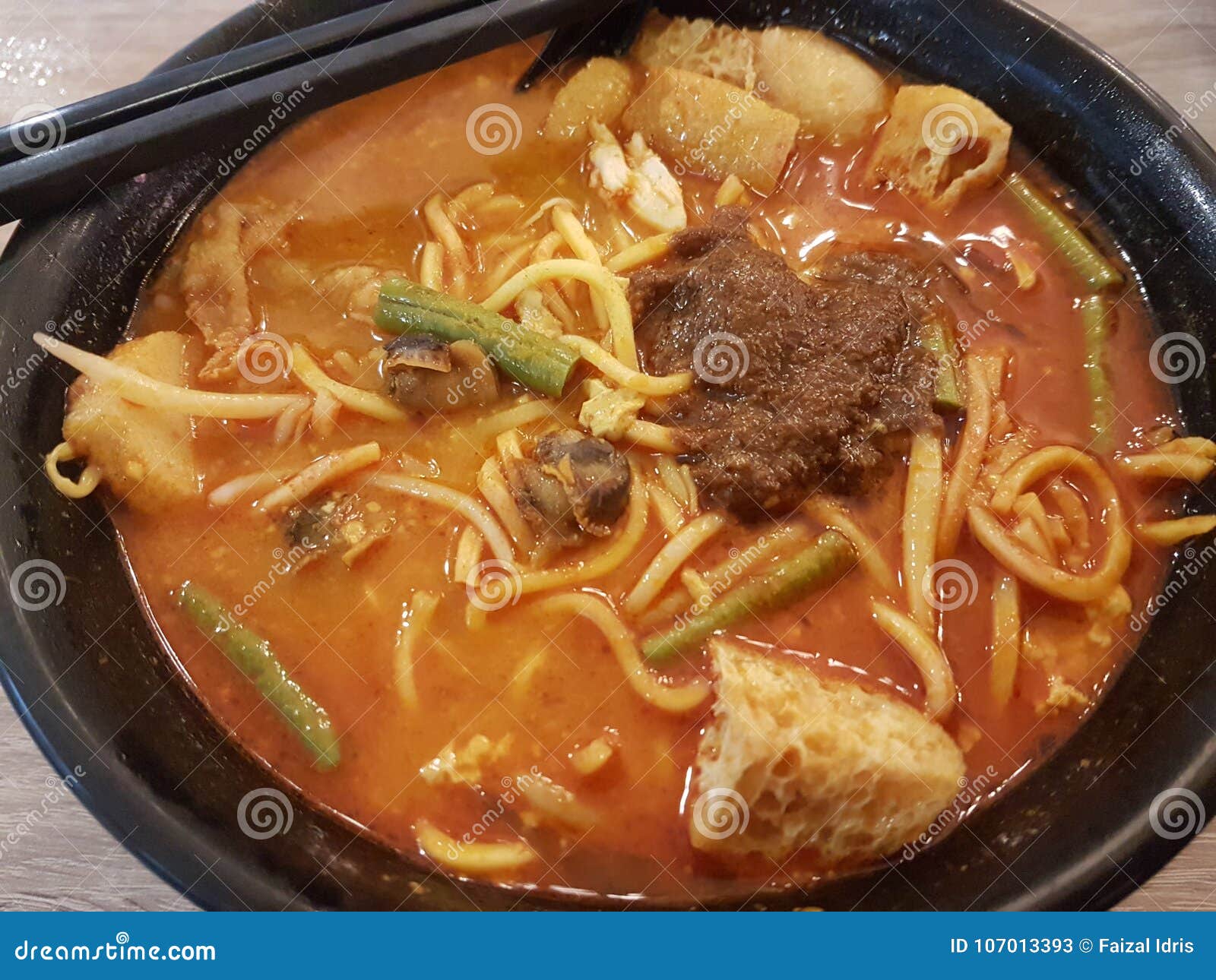 Hot And Spicy Curry Noodle Laksa In A Bowl Stock Image Image Of Bowl