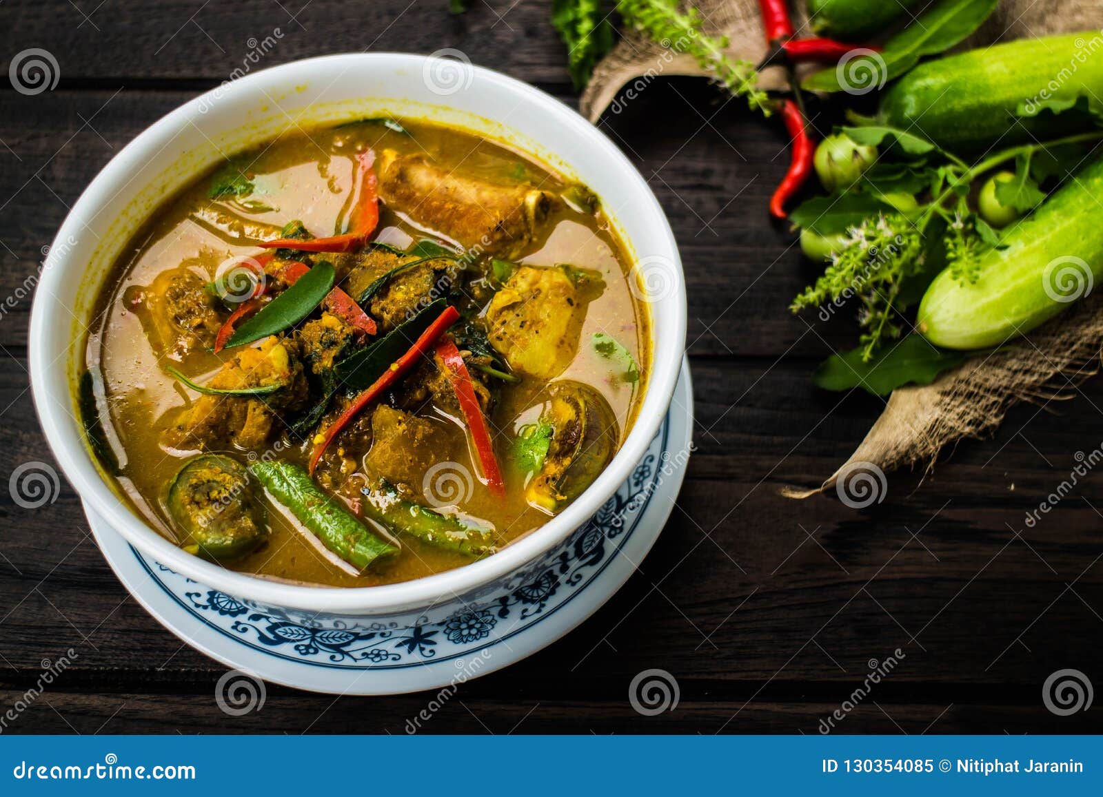 Hot Spicy Curry with Pork stock image. Image of thai - 130354085