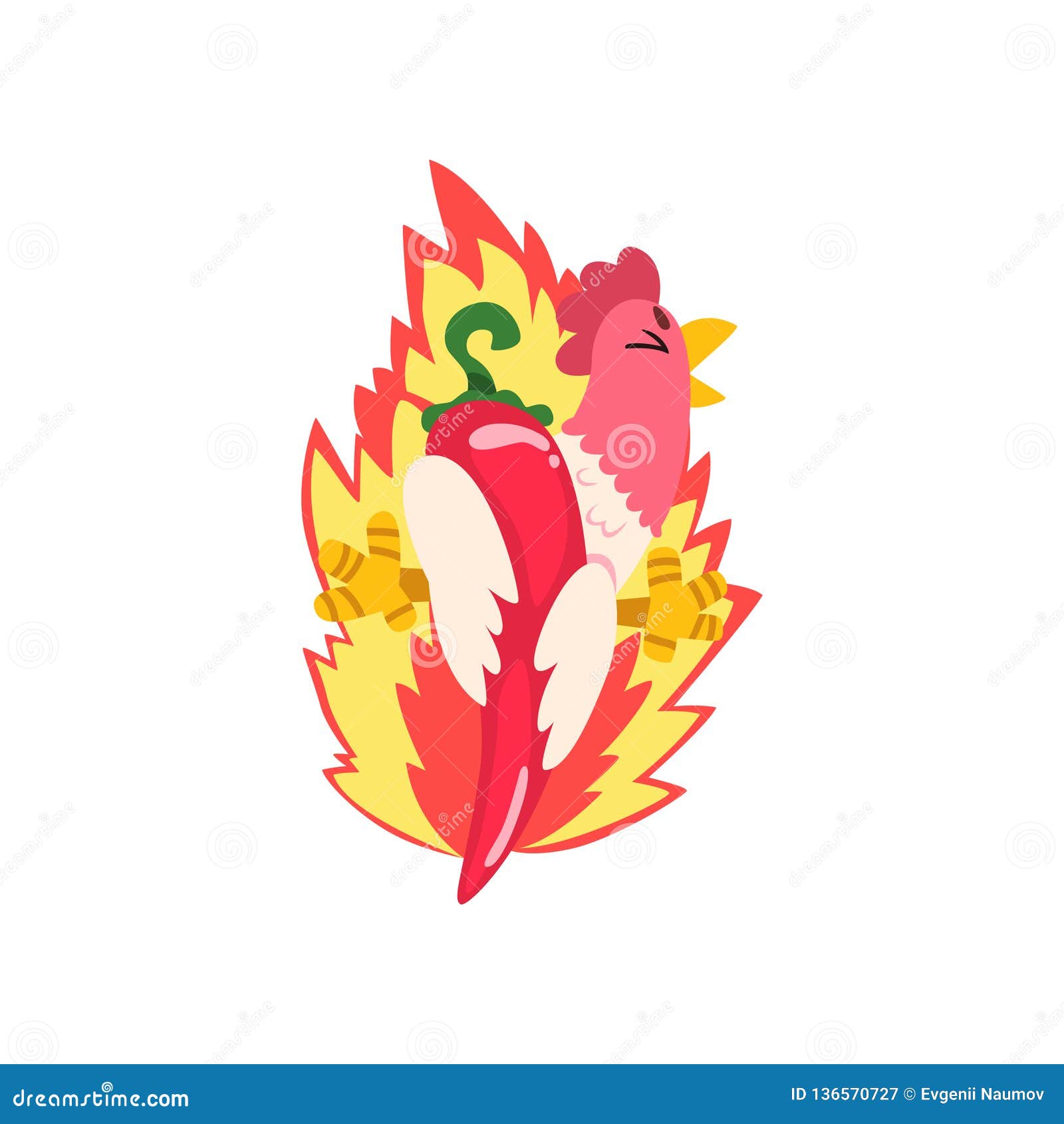 Hot Spicy Fire Chicken Creative Logo Design Template Vector