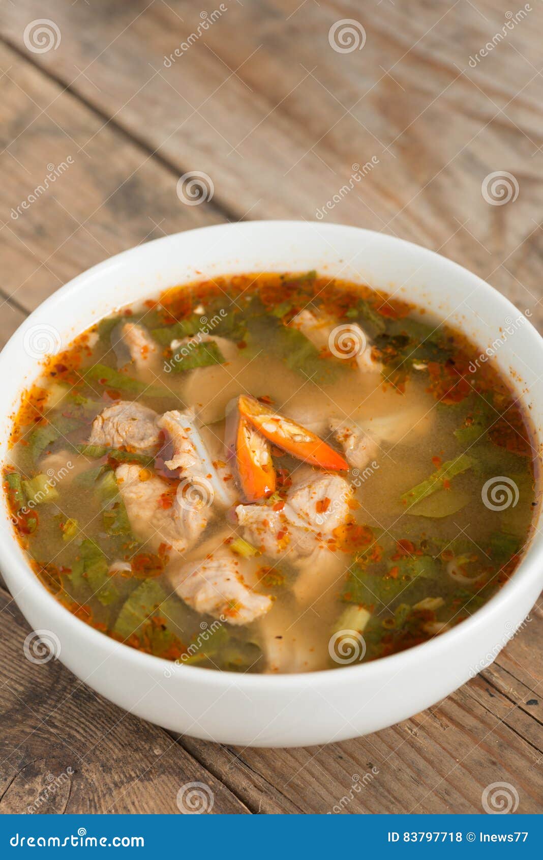 Hot and Spicy Soup Pork Cartilage with Thai Herb. Stock Photo - Image ...