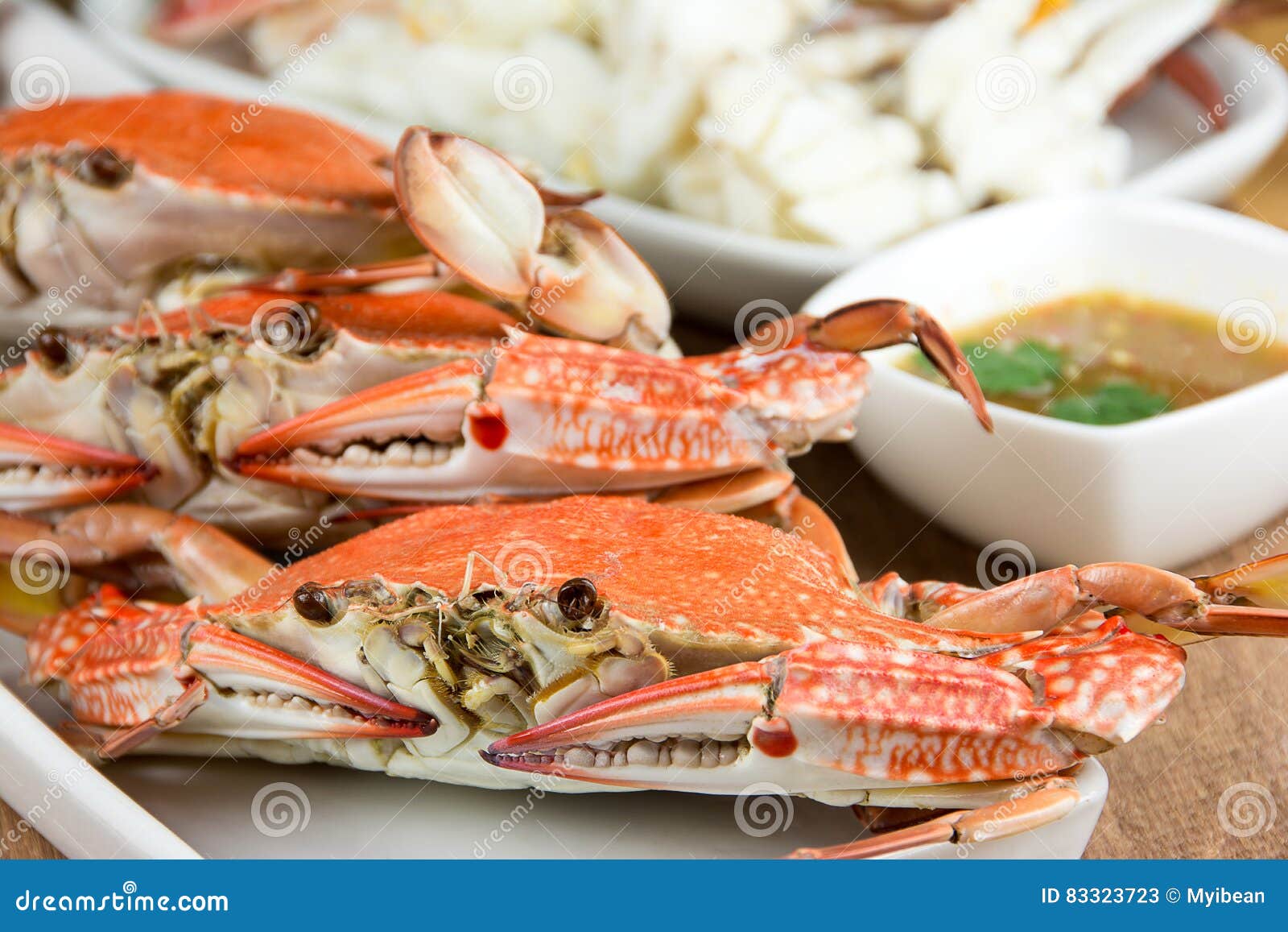 Hot Steamed Blue Crabs with Spicy Dip Stock Image Image of meat