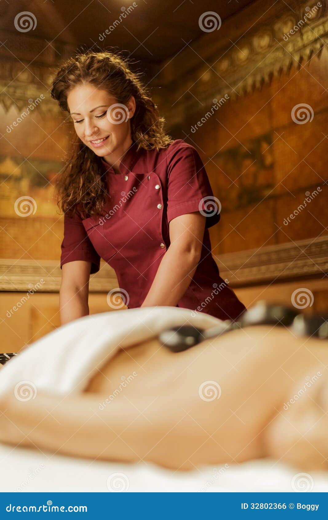 Hot Stone Massage Therapy Stock Phot