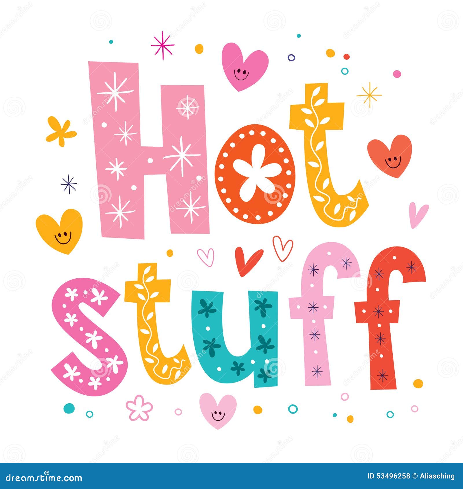 Hot Stuff Lettering Type Design Stock Vector Illustration of fire