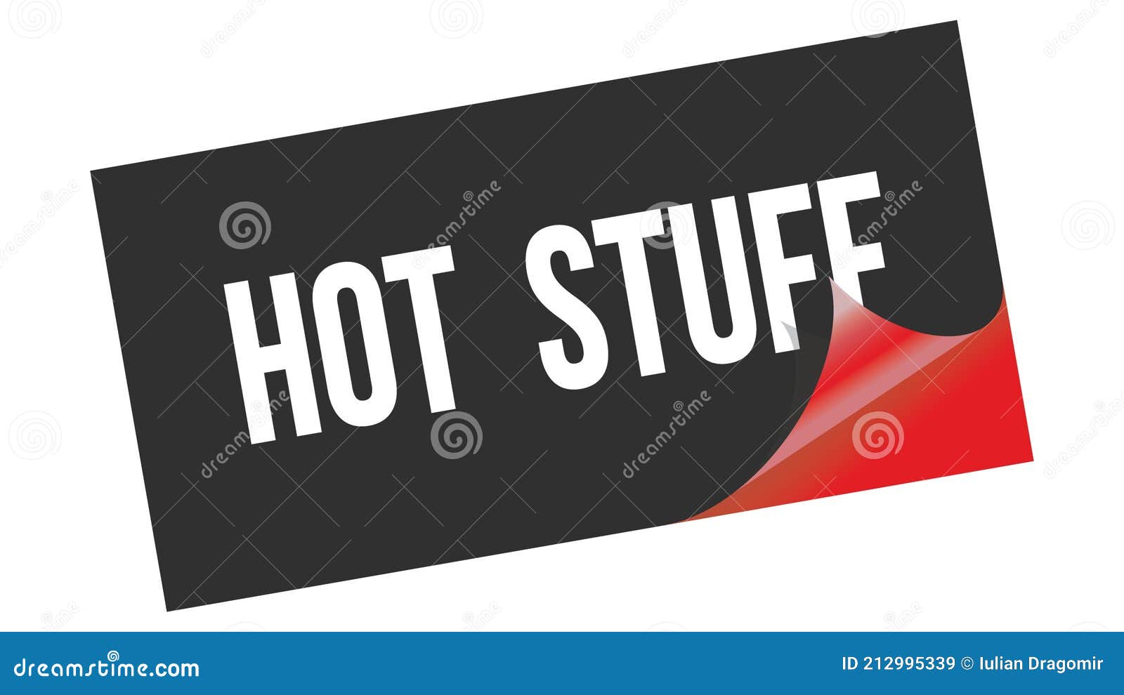 HOT STUFF Text on Black Red Sticker Stamp Stock Illustration
