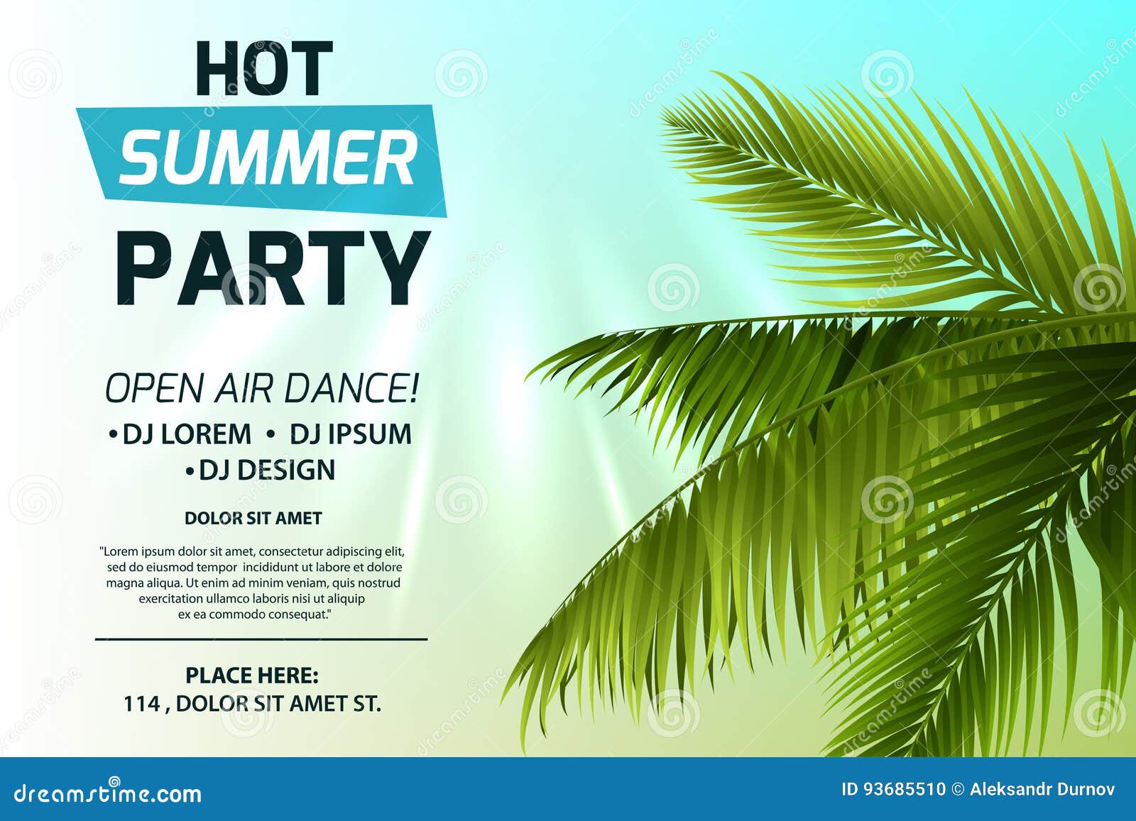 Hot Summer Party Invitation Concept Text Light