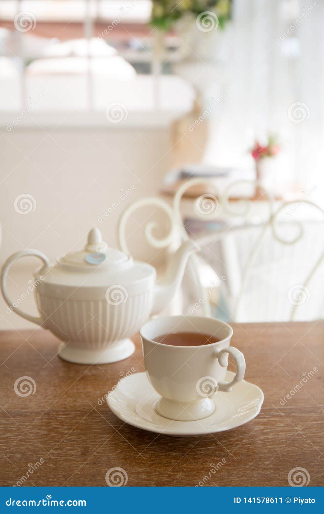 Hot Teacup with Teapot Beverage Stock Image Image of green, china