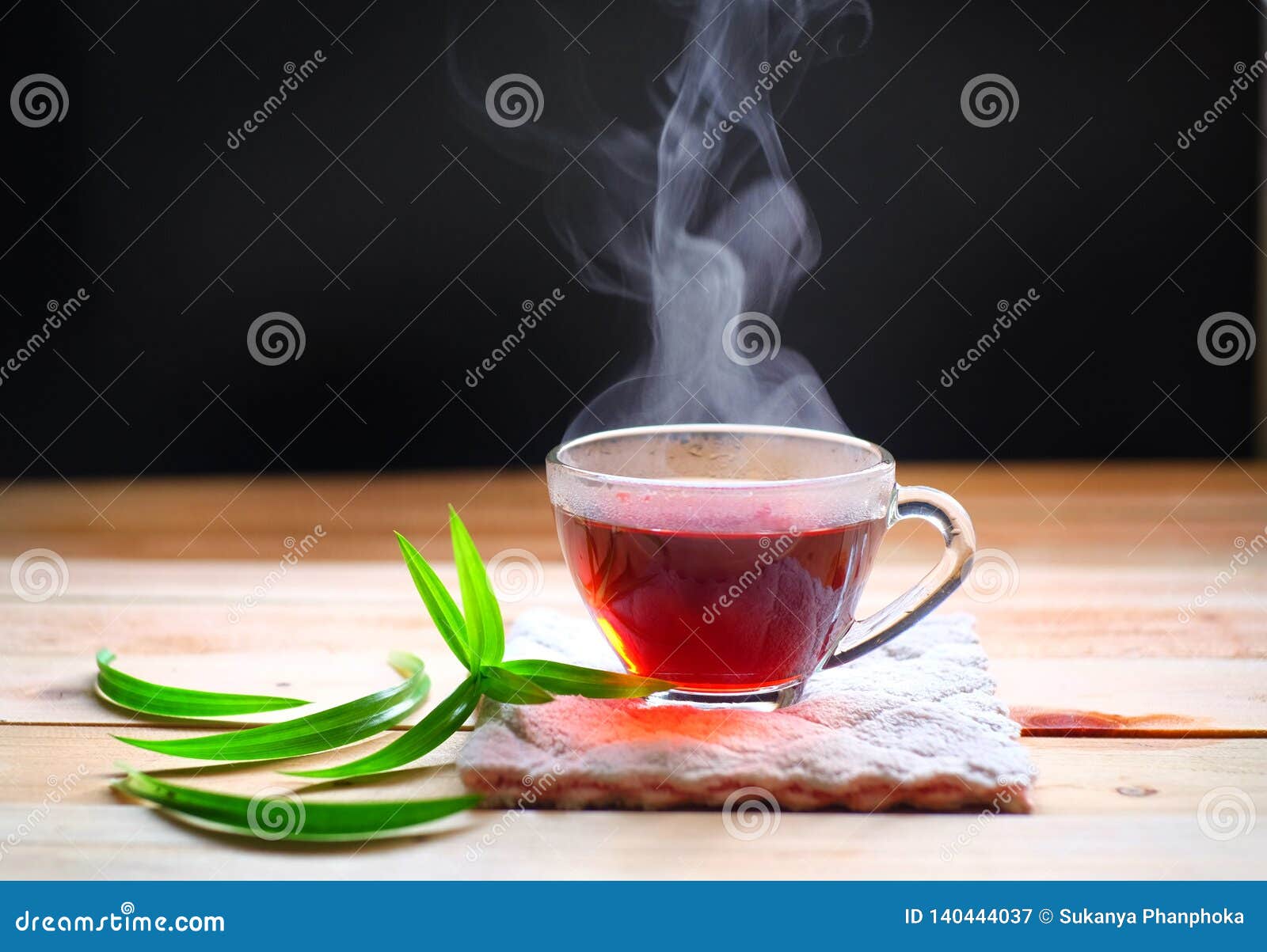Hot Tea Cup In A Glass With Steam,warm Soft Light, Stock ...