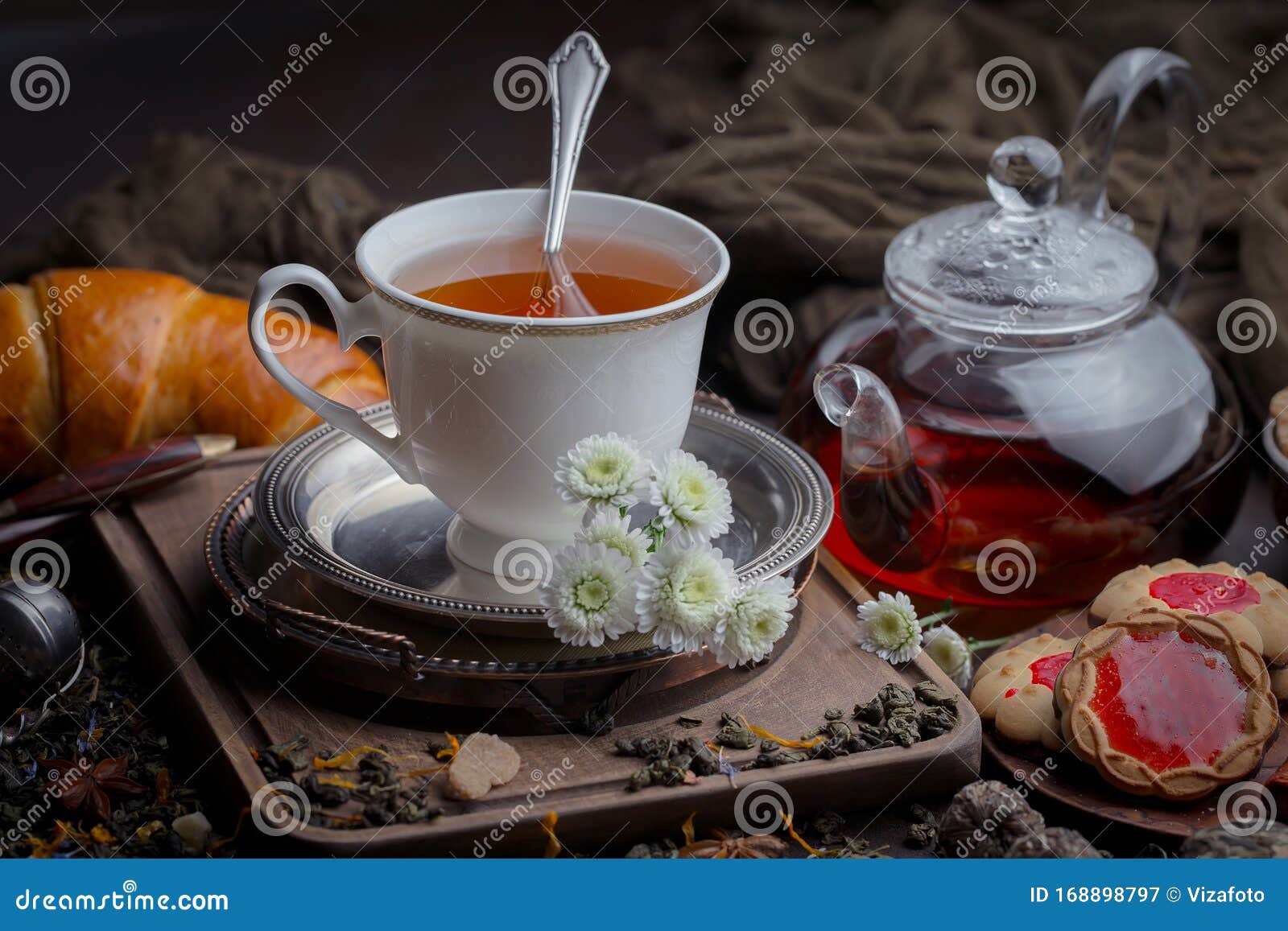 Hot tea in a cup stock image. Image of pastry, homemade 168898797