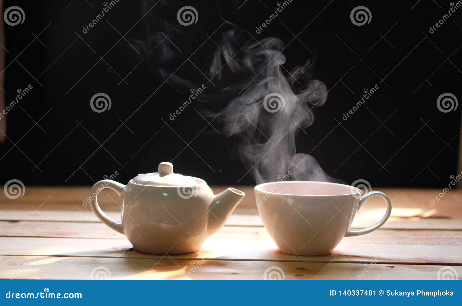 Hot Tea Cup on Wood Background.Hot Drink Stock Image - Image of ...