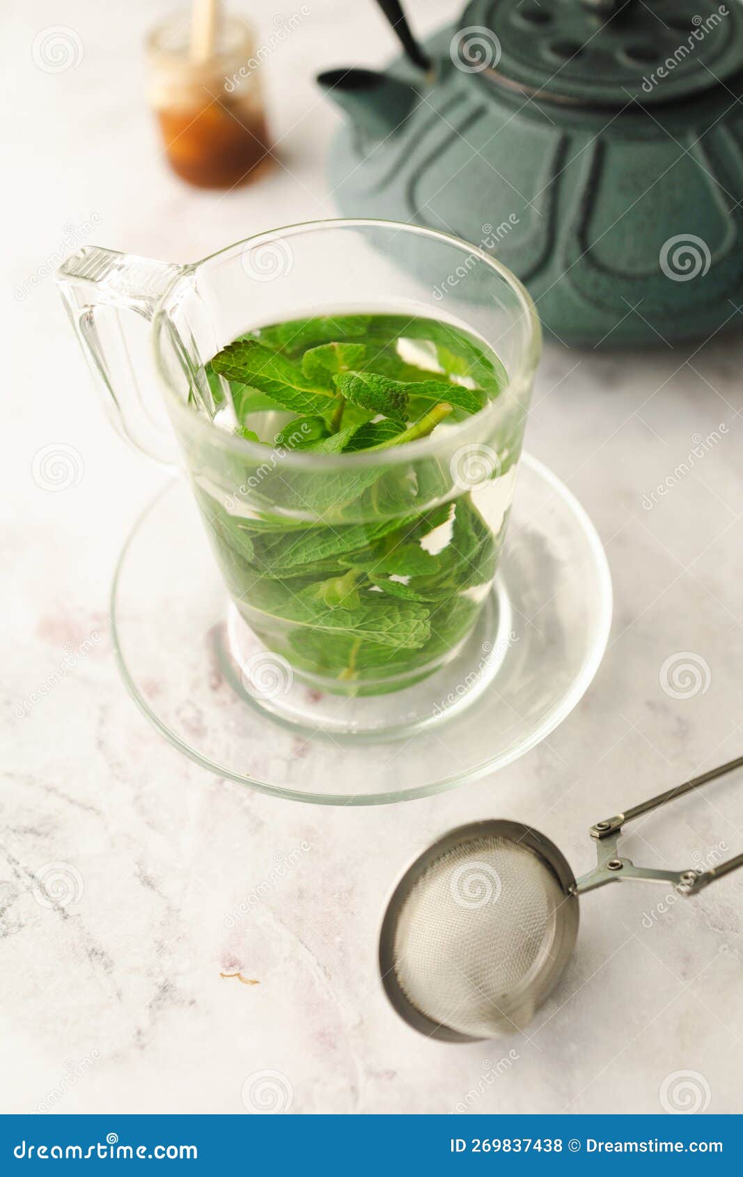 Hot Tea with Fresh Mint Leaves Stock Photo Image of herb, green