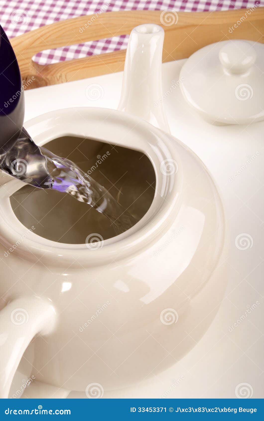 Hot Water is Filled into a Teapot Stock Image Image of dishware, tray 33453371
