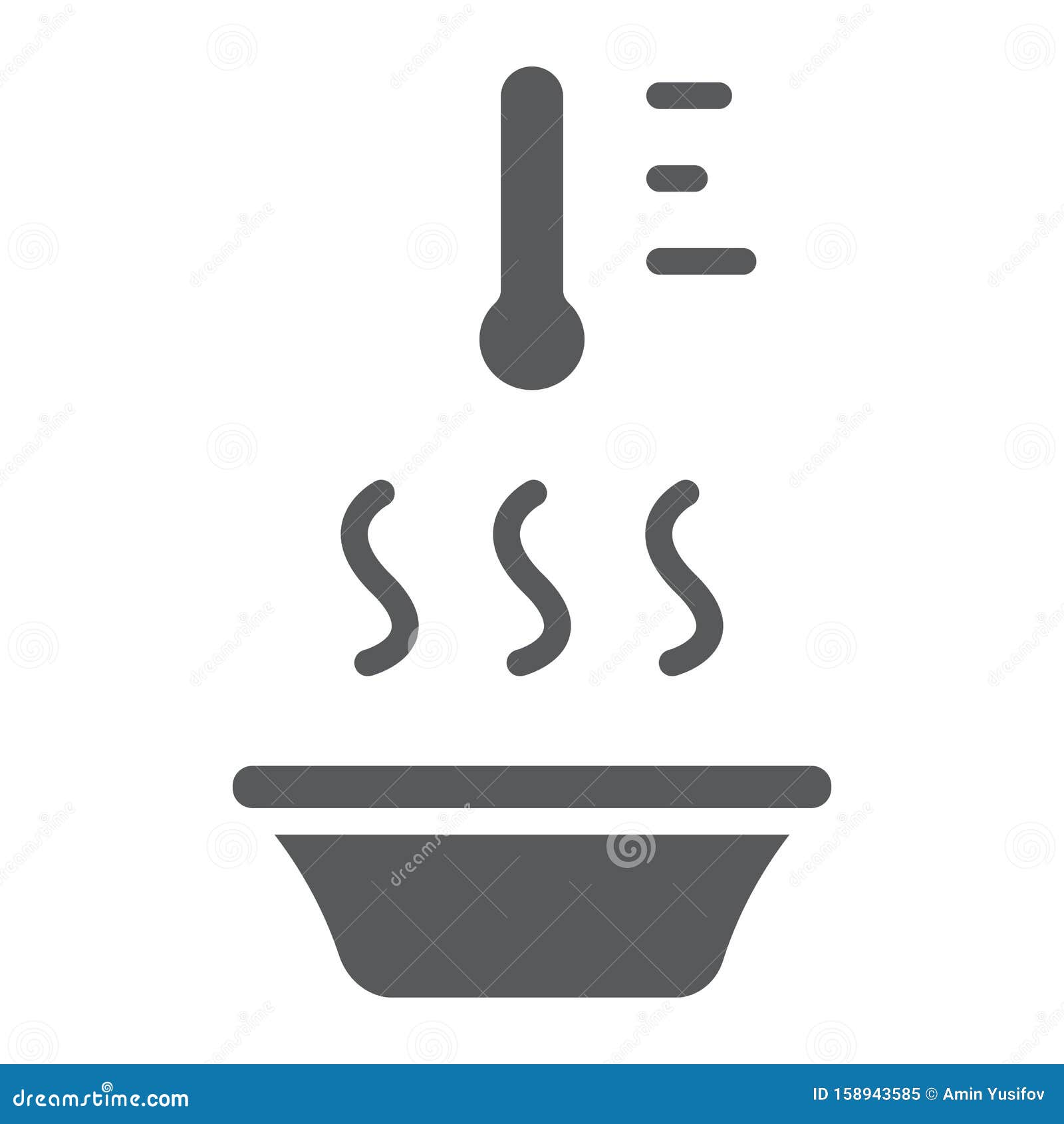 Hot Water Glyph Icon, Apparel and Temperature, Thermometer and Basin ...