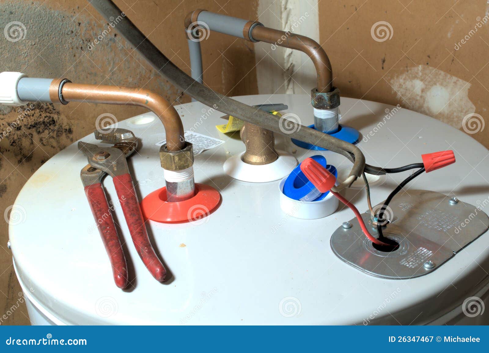 Hot Water Heater Installation Royalty Free Stock Photography - Image