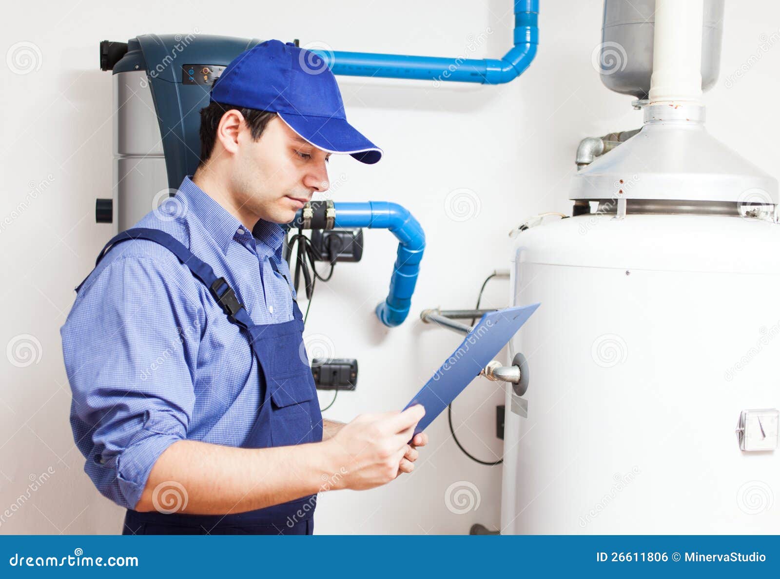 Hotwater heater service stock photo. Image of fittings 26611806