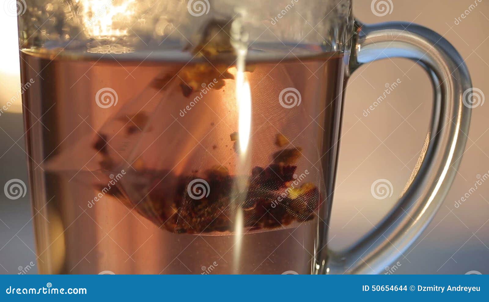 Hot Water Over Tea in Transparent Glass Cup Stock Footage Video of