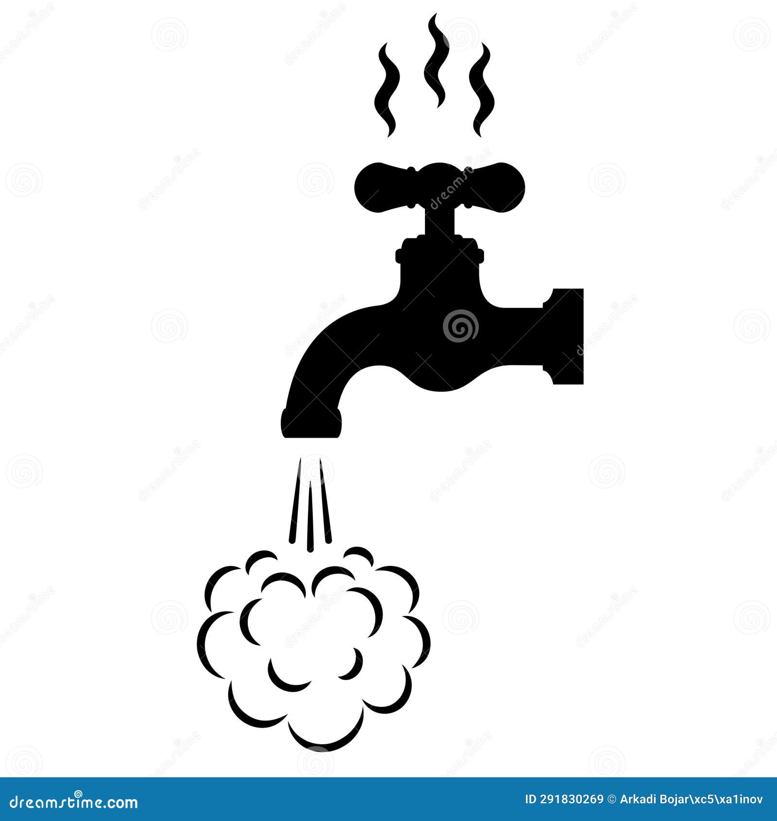 Hot water tap vector icon stock illustration. Illustration of vector