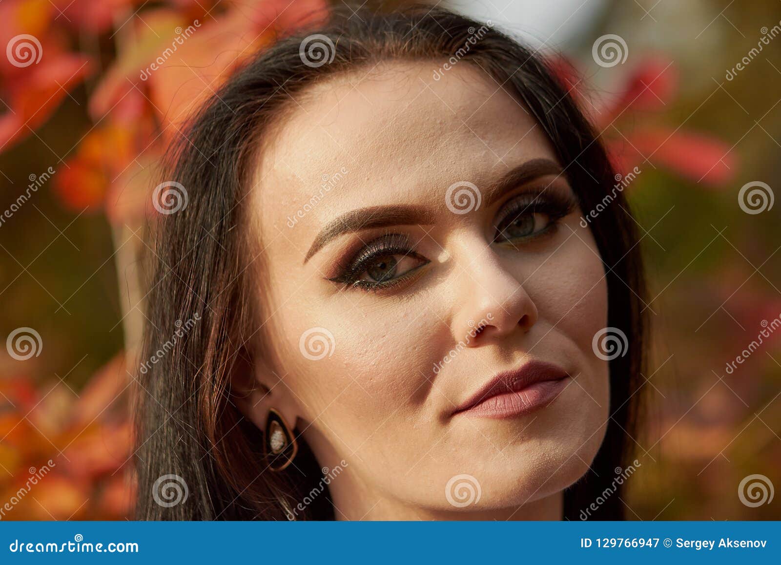 Hot White Brunette In An Autumn Forest Stock Image Image Of Park