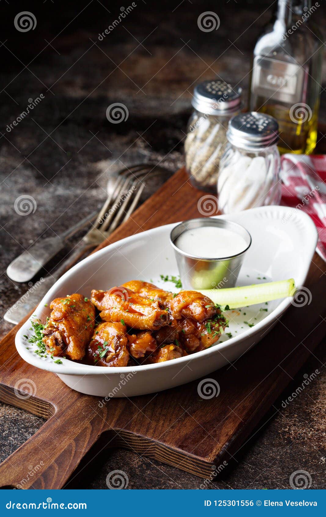 Hot wings with bbq sauce stock photo. Image of gourmet 125301556