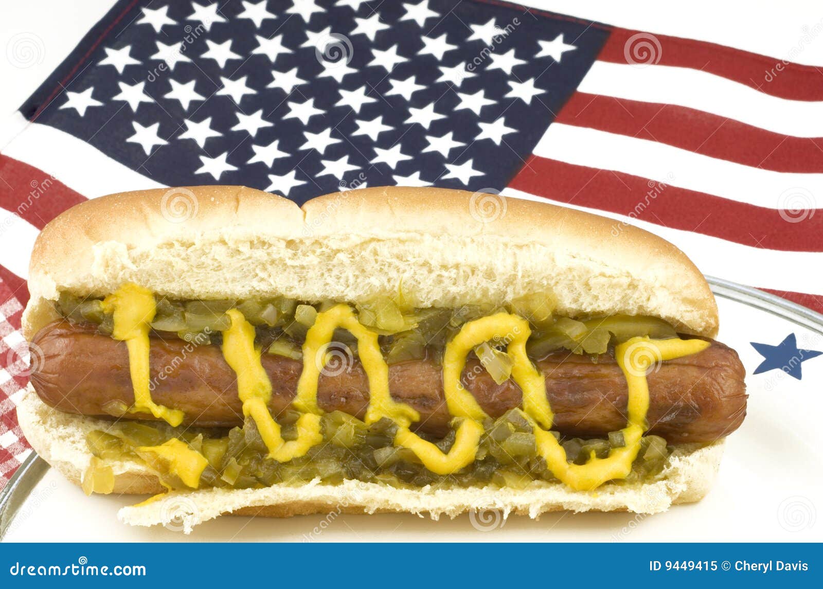 Hotdog with American Flag stock image. Image of grill - 9449415