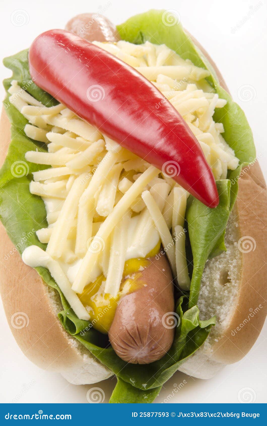 Hotdog with Chili and Grated Mature Cheese Stock Image Image of