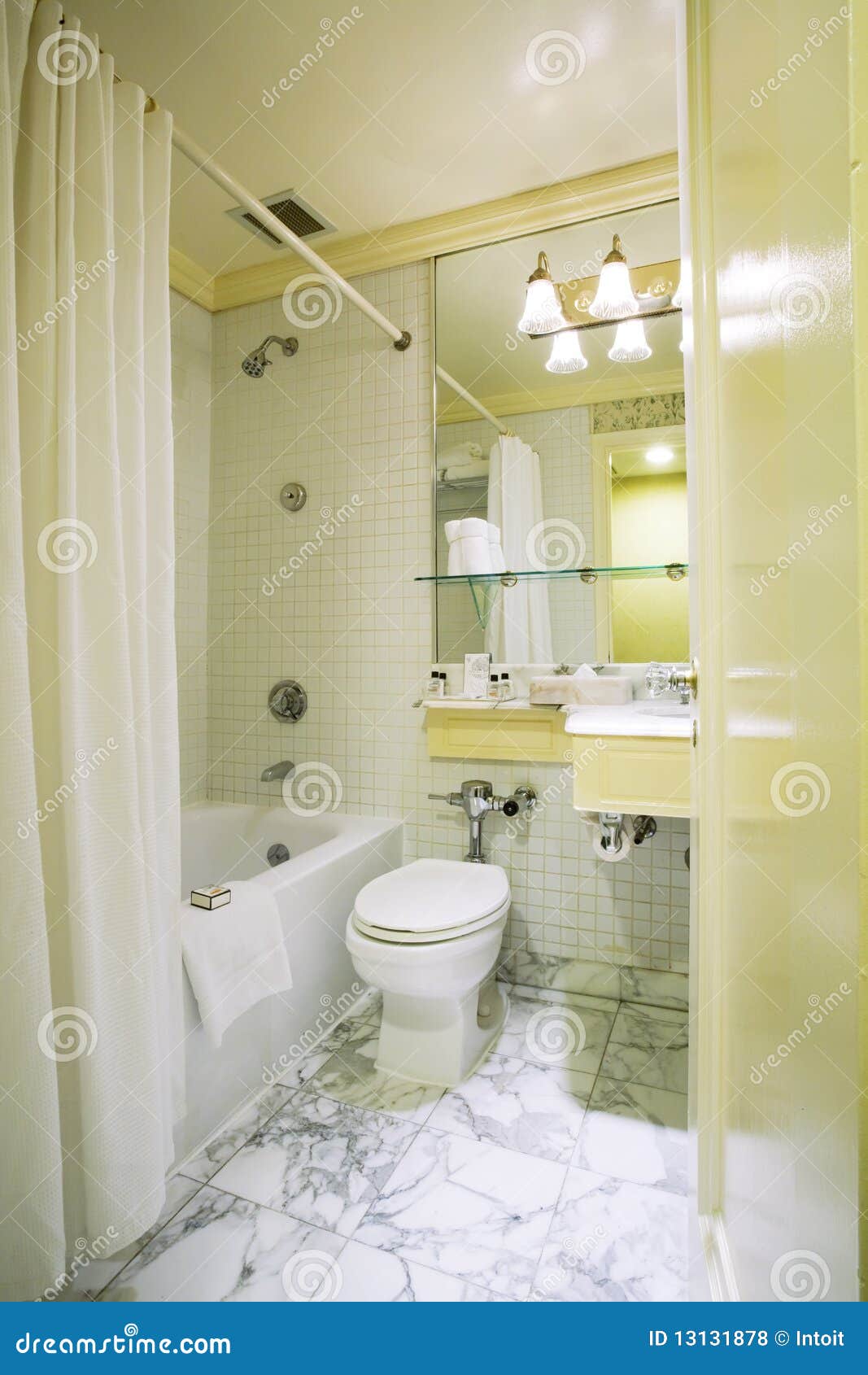 Hotel Bathroom stock photo. Image of mirror, glass, relax 13131878