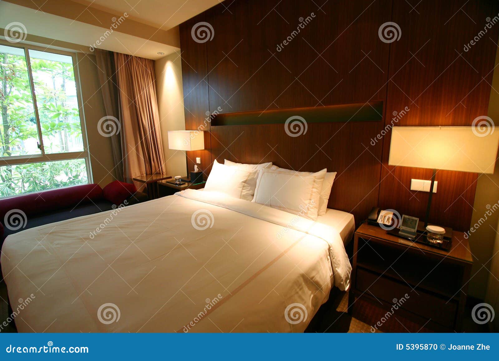 Hotel Bedroom Interior With Double Bed Stock Photo Image