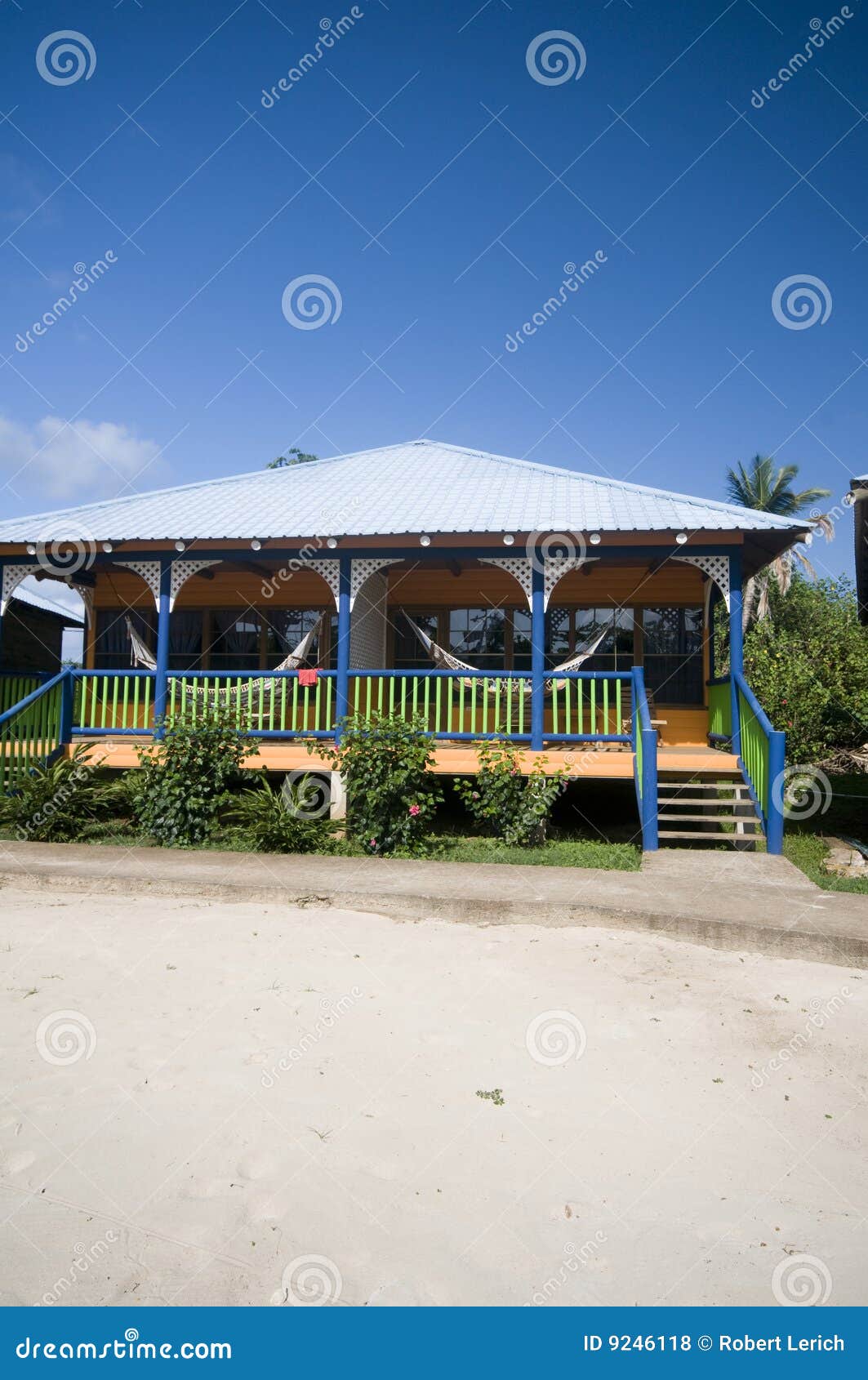 Hotel Cabanas Beach Hammocks Corn Island Nicaragua Stock Photo Image