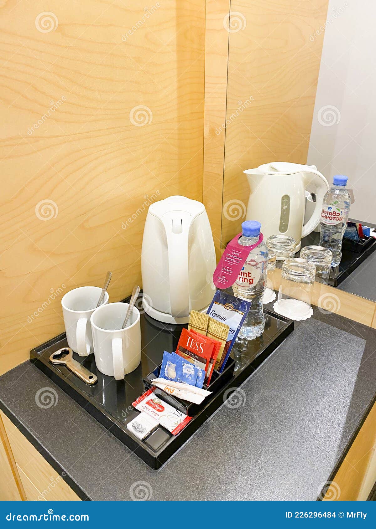 Hotel Complimentary Set of Hot and Cold Drinks Editorial Stock Image