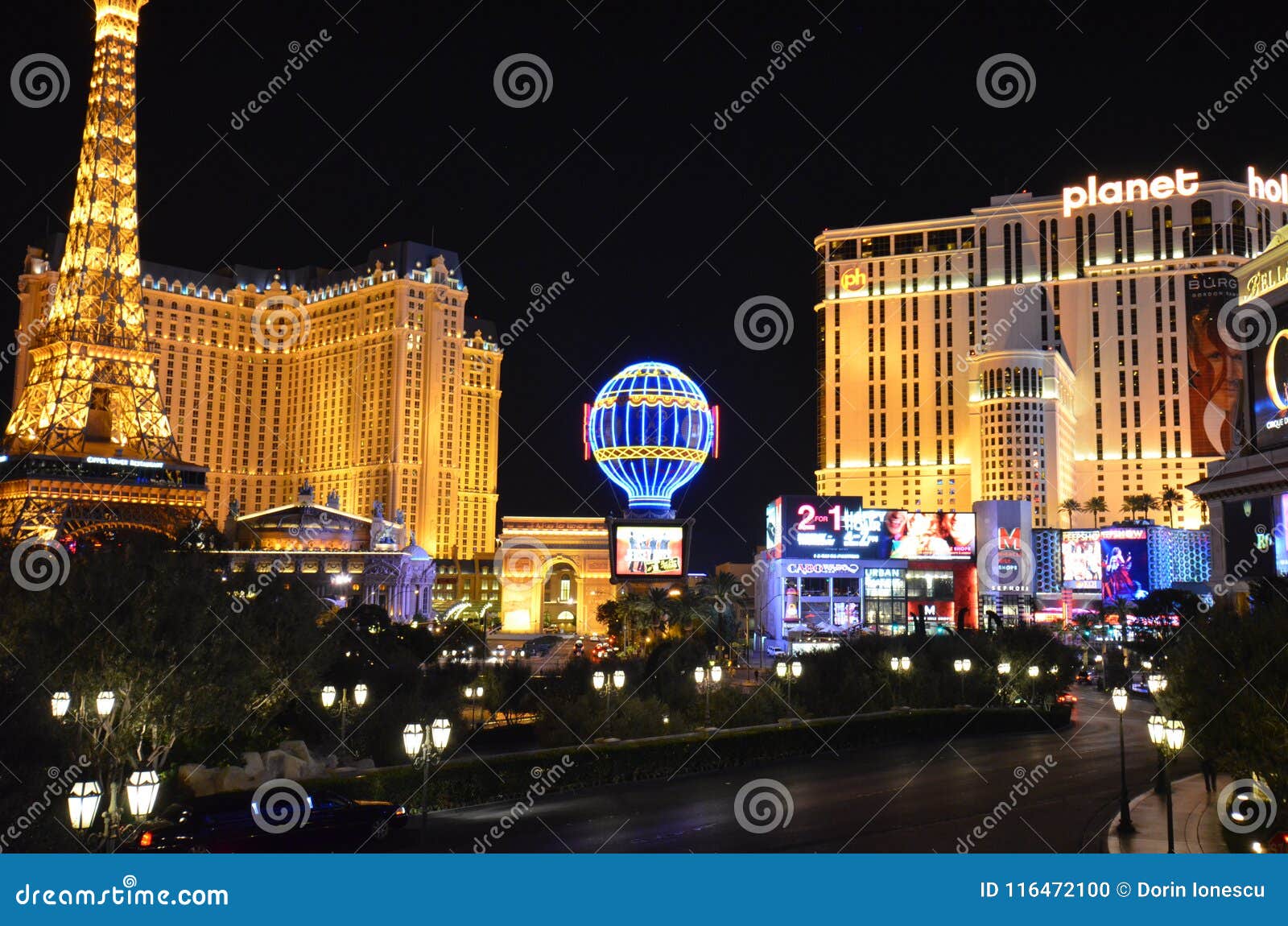 Parigi E Pianeta Hollywood Las Vegas Immagine Stock Editoriale