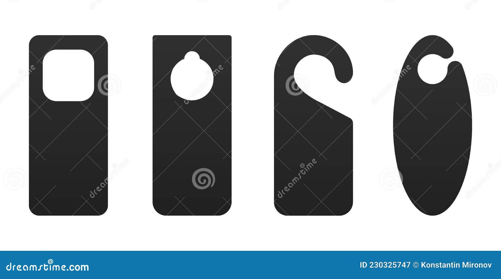 Hotel Door Hanger Tags Template Icon Signs Set Flat Style Design Vector ...