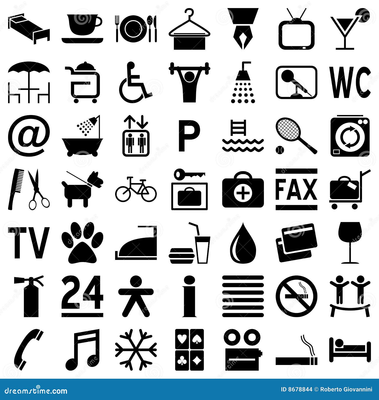 Hotel Icons Black On White Stock Vector Illustration Hotel Icons Black On White Stock Vector Illustration