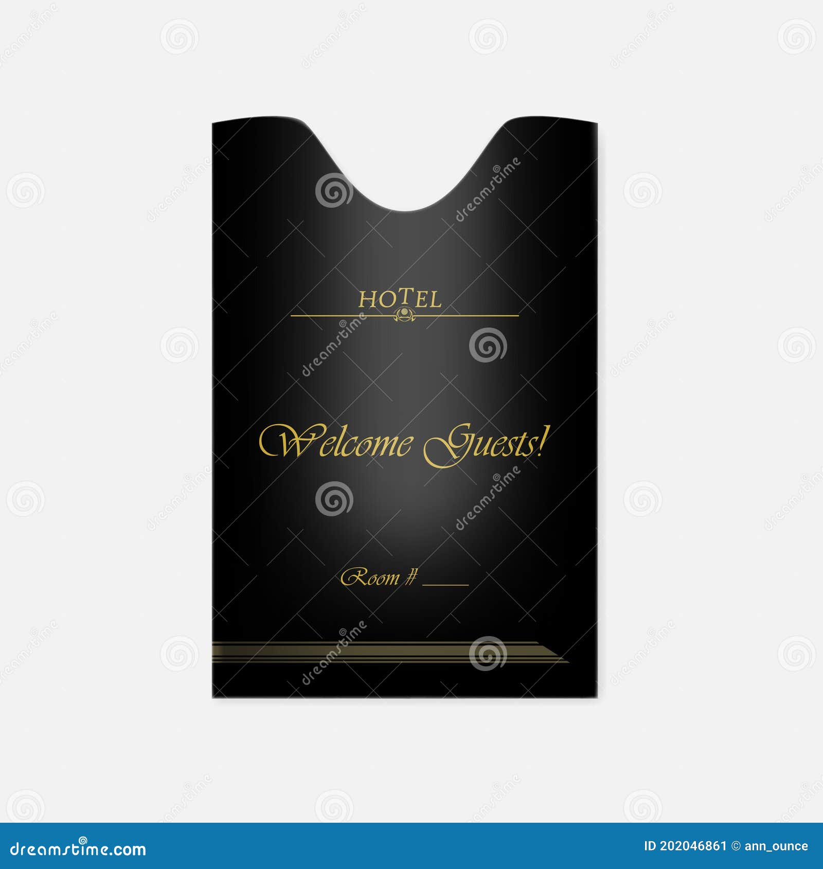 Hotel Key Card Holder - Vertical Black Envelope with Golden Text Inside Hotel Key Card Template