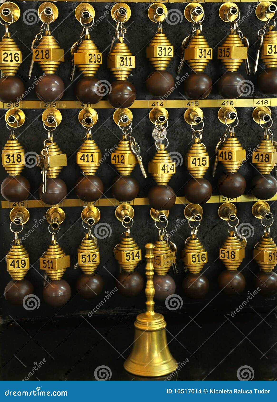 hotel keys at a reception desk in florence, italy